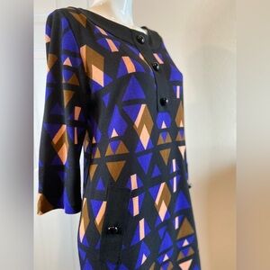 J. Taylor~Soft~Geometric Design~Shift Dress~Faux Pocket~Back Zip Closure~Size 12